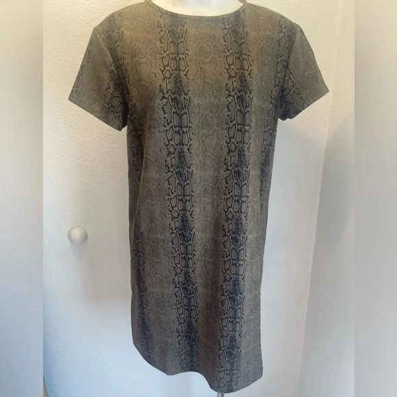 She and Sky Dresses & Skirts - She & Sky suede feel olive/ black snakeskin dress size small sheath dress